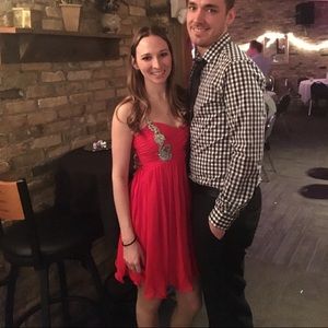 Single strap dress red dress